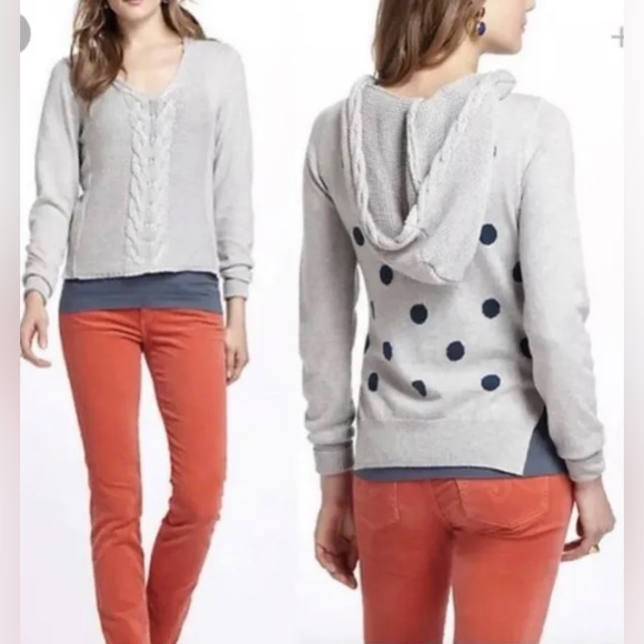 Yoon Sweaters - Anthropologie Yoon Polka Dot Hooded Knit wool cashmere Sweater large